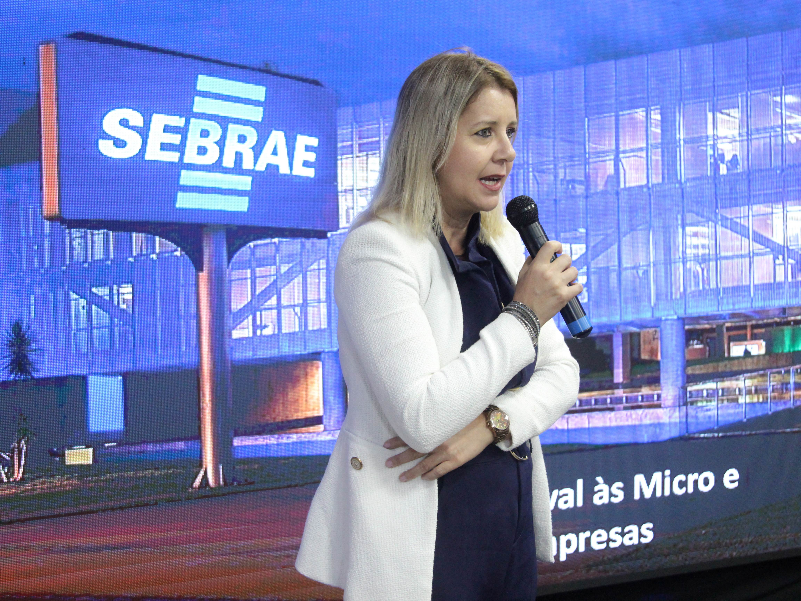 A gestora da carteira do FAMPE para a Regi&atilde;o Norte, Cristina Vieira Ara&uacute;jo, representante do Sebrae Nacional, durante participa&ccedil;&atilde;o no Conecta Cr&eacute;dito 2026 em Porto Velho.
